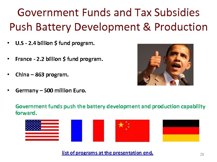Government Funds and Tax Subsidies Push Battery Development & Production • U. S -