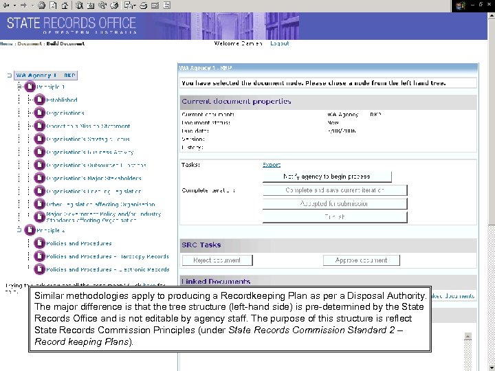 Similar methodologies apply to producing a Recordkeeping Plan as per a Disposal Authority. The