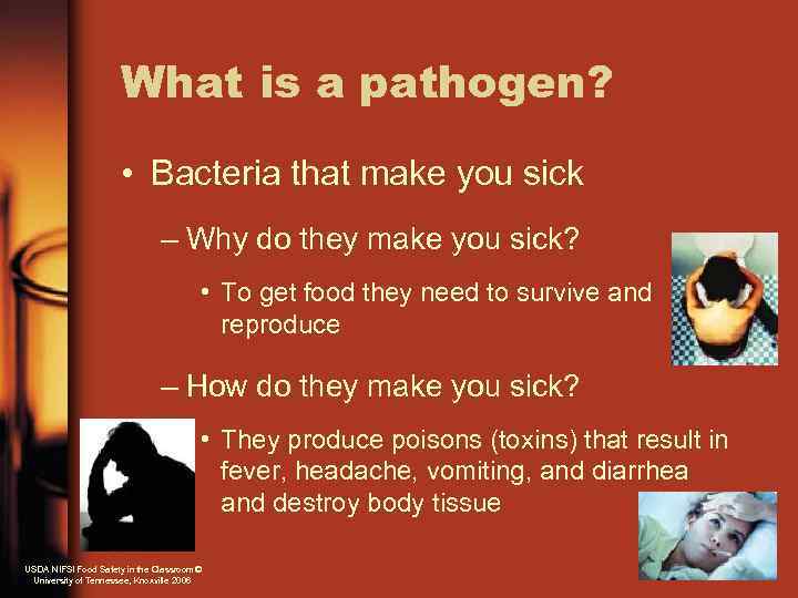 What is a pathogen? • Bacteria that make you sick – Why do they
