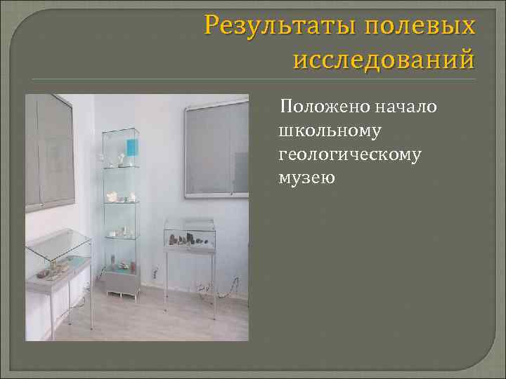 Результаты полевых исследований Положено начало школьному геологическому музею 