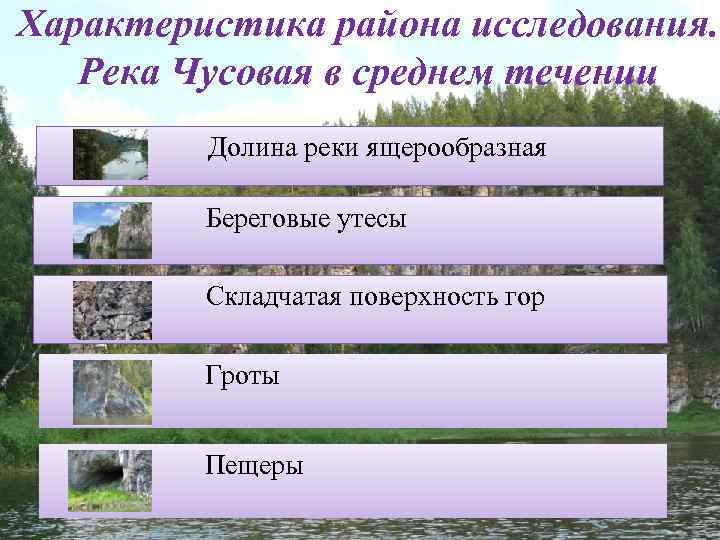 Характеристика района исследования. Река Чусовая в среднем течении Долина реки ящерообразная Береговые утесы Складчатая