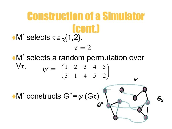 t. M Construction of a Simulator (cont. ) * selects R{1, 2}. t M*