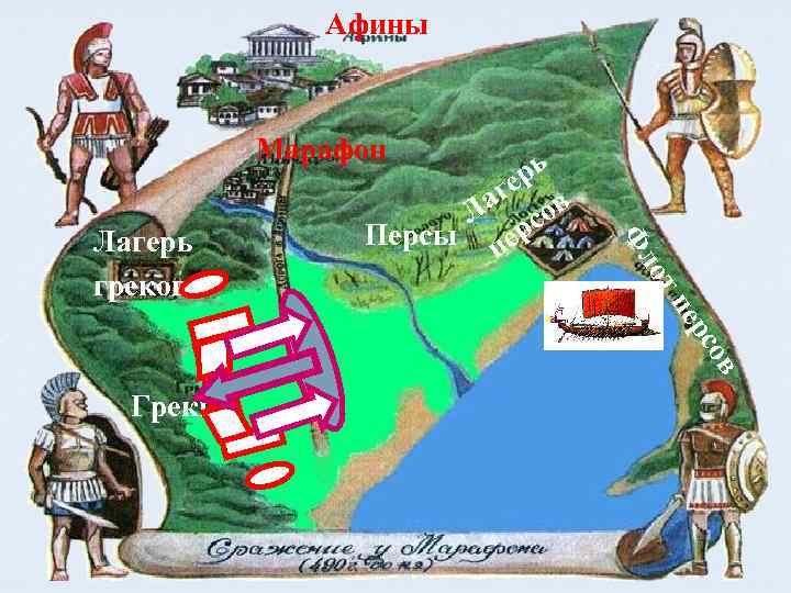 Афины Марафон Ф т ло ов рс пе Лагерь греков рь ге в Ла