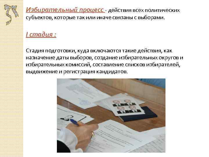 Избирательный процесс - действия всех политических субъектов, которые так или иначе связаны с выборами.