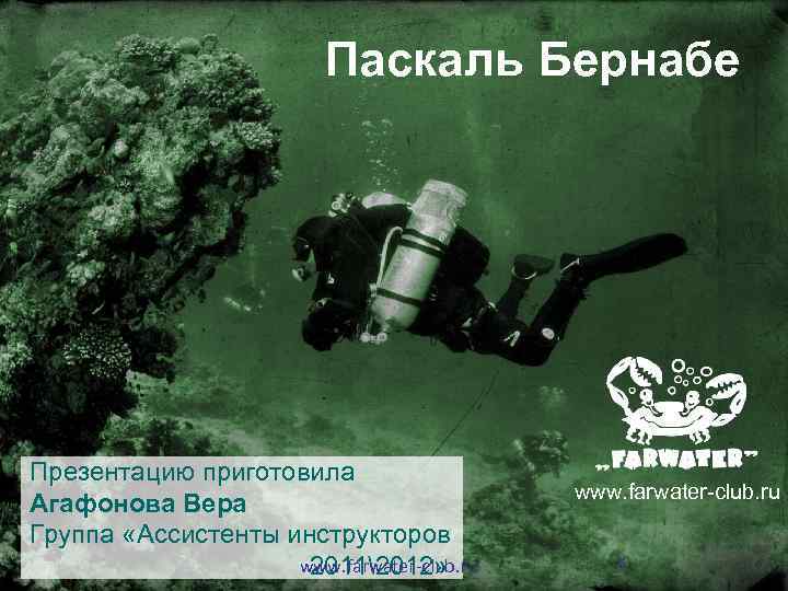Паскаль Бернабе Презентацию приготовила Агафонова Вера Группа «Ассистенты инструкторов www. pascalbernabe. com www. farwater-club.