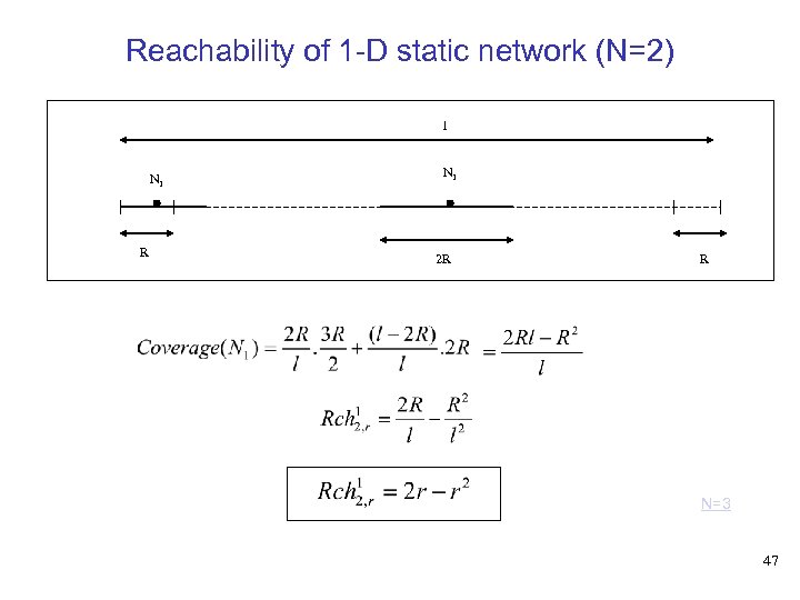 Reachability of 1 -D static network (N=2) l N 1 R N 1 2