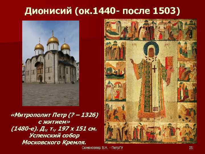 Дионисий (ок. 1440 - после 1503) «Митрополит Петр (? – 1326) с житием» (1480