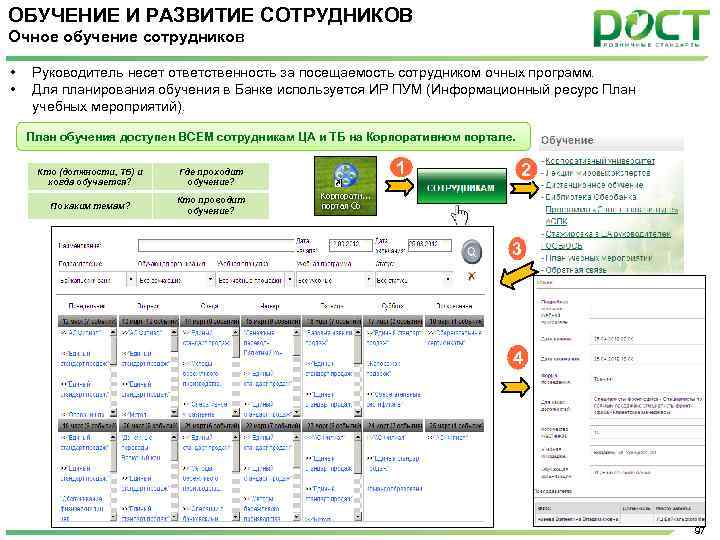 ОБУЧЕНИЕ И РАЗВИТИЕ СОТРУДНИКОВ Очное обучение сотрудников • • Руководитель несет ответственность за посещаемость