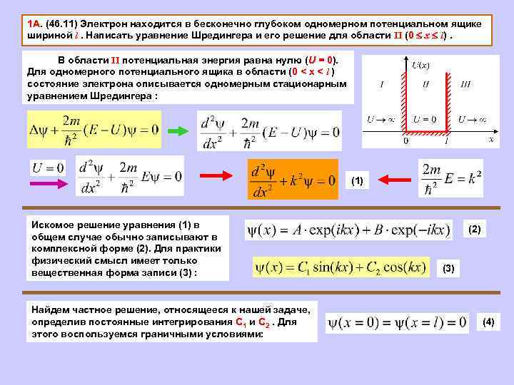 1 А. (46. 11) Электрон находится в бесконечно глубоком одномерном потенциальном ящике шириной l.