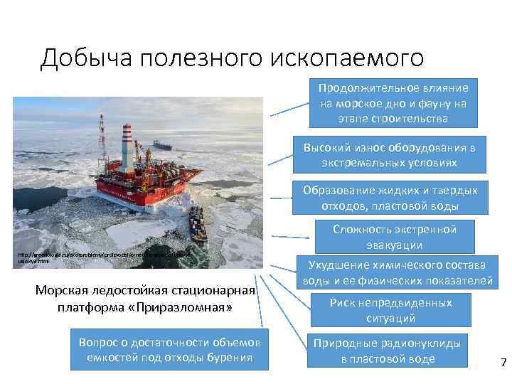 Добыча полезного ископаемого Продолжительное влияние на морское дно и фауну на этапе строительства Высокий