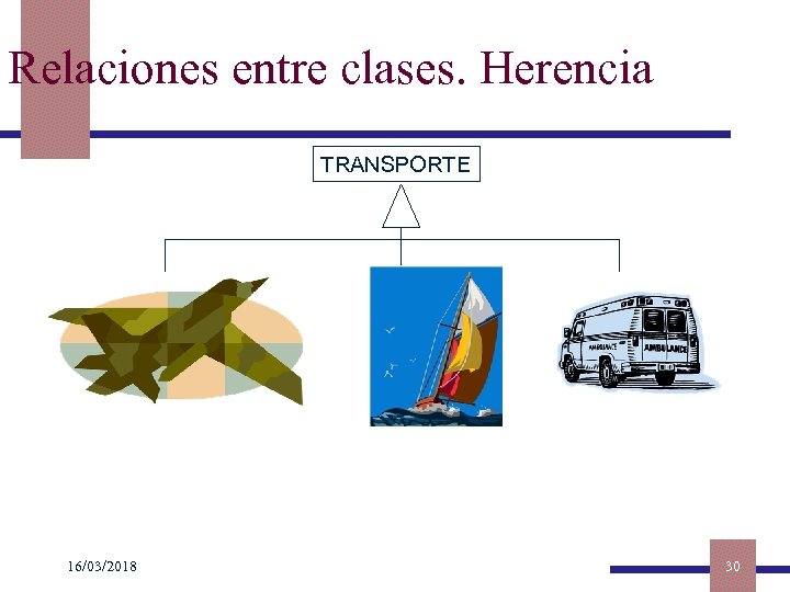 Relaciones entre clases. Herencia TRANSPORTE 16/03/2018 30 
