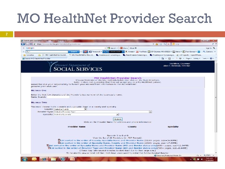 MO Health. Net Provider Search 7 