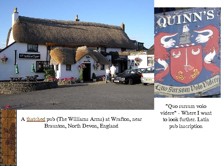 A thatched pub (The Williams Arms) at Wrafton, near Braunton, North Devon, England 