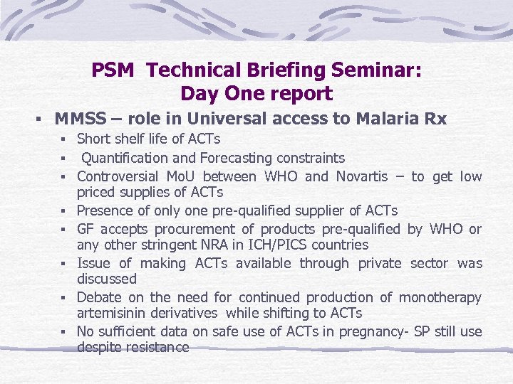 PSM Technical Briefing Seminar: Day One report MMSS – role in Universal access to