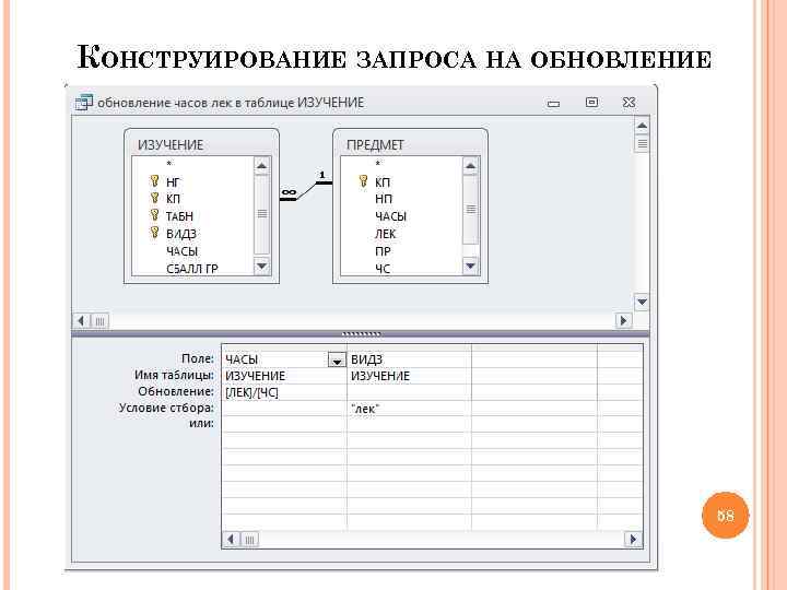 КОНСТРУИРОВАНИЕ ЗАПРОСА НА ОБНОВЛЕНИЕ 58 