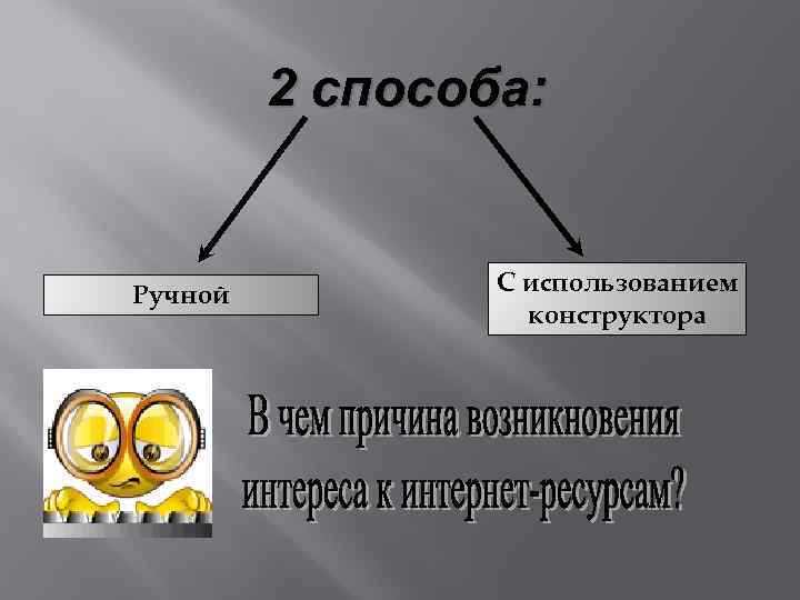 2 способа: Ручной С использованием конструктора 