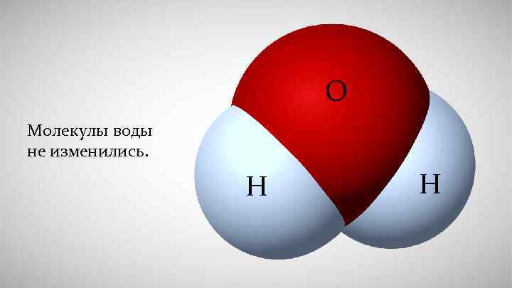 O Молекулы воды не изменились. H H 