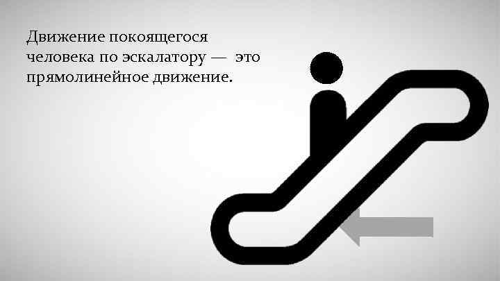 Движение покоящегося человека по эскалатору — это прямолинейное движение. 