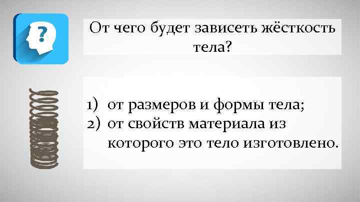 Жесткость тела пружины зависит от