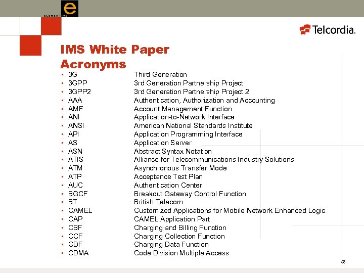 IMS White Paper Acronyms § § § § § § 3 G 3 GPP