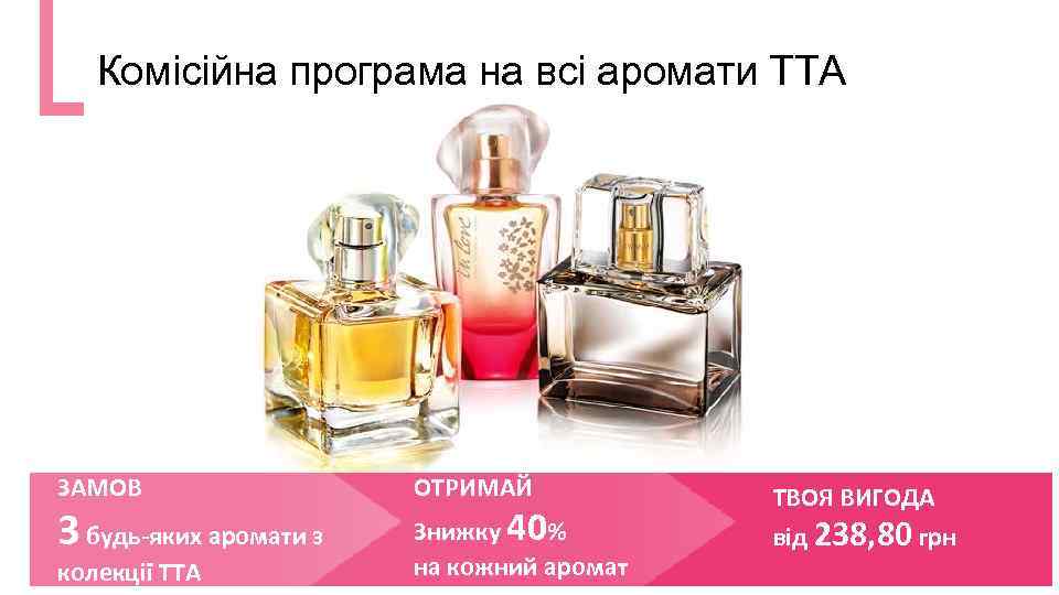Комісійна програма на всі аромати ТТА ЗАМОВ 3 будь-яких аромати з колекції ТТА ОТРИМАЙ