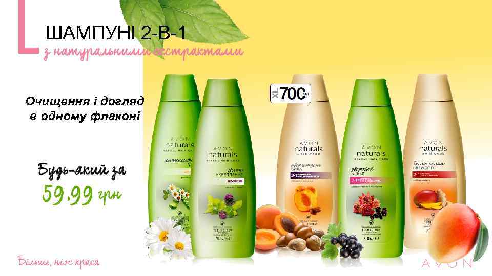 ШАМПУНІ 2 -В-1 Очищення і догляд в одному флаконі 