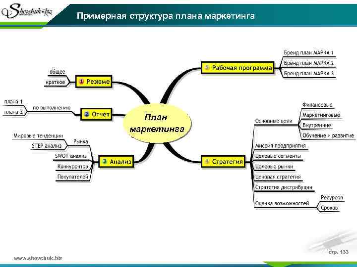 Примерная структура плана маркетинга План маркетинга www. shevchuk. biz стр. 133 