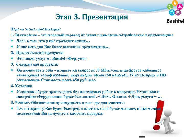 Этап 3. Презентация Задачи этапа презентация: 1. Вступление – это плавный переход от этапа