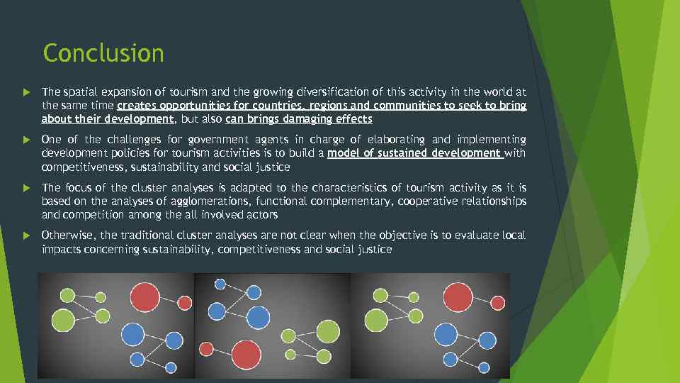Conclusion The spatial expansion of tourism and the growing diversification of this activity in