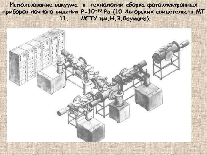 Использование вакуума в технологии cборка фотоэлектронных приборов ночного видения P=10 -10 Pa (10 Авторских