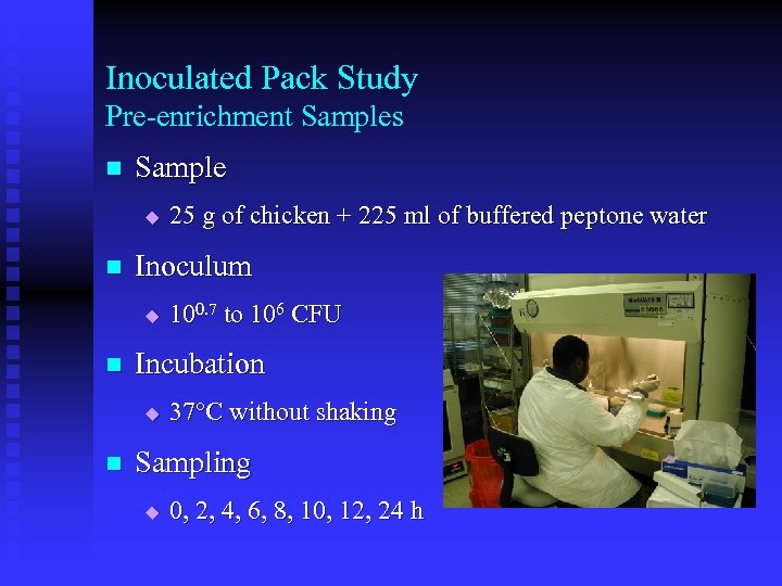 Inoculated Pack Study Pre-enrichment Samples n Sample u n Inoculum u n 100. 7
