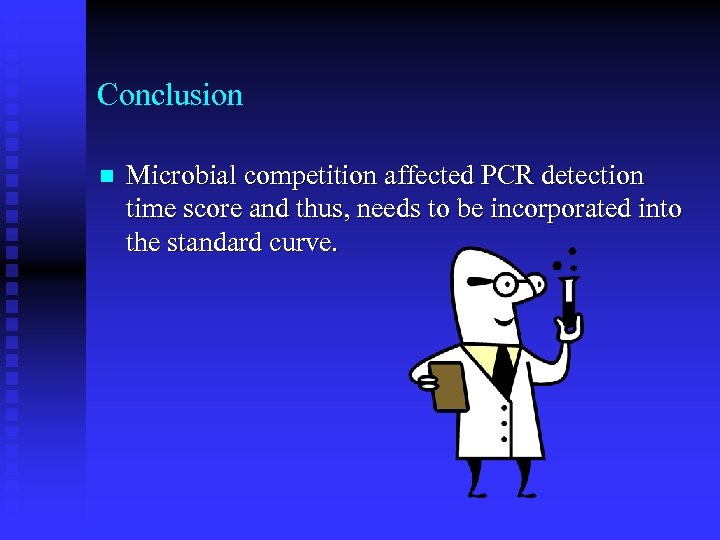 Conclusion n Microbial competition affected PCR detection time score and thus, needs to be