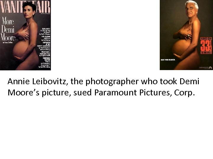 Annie Leibovitz, the photographer who took Demi Moore’s picture, sued Paramount Pictures, Corp. 