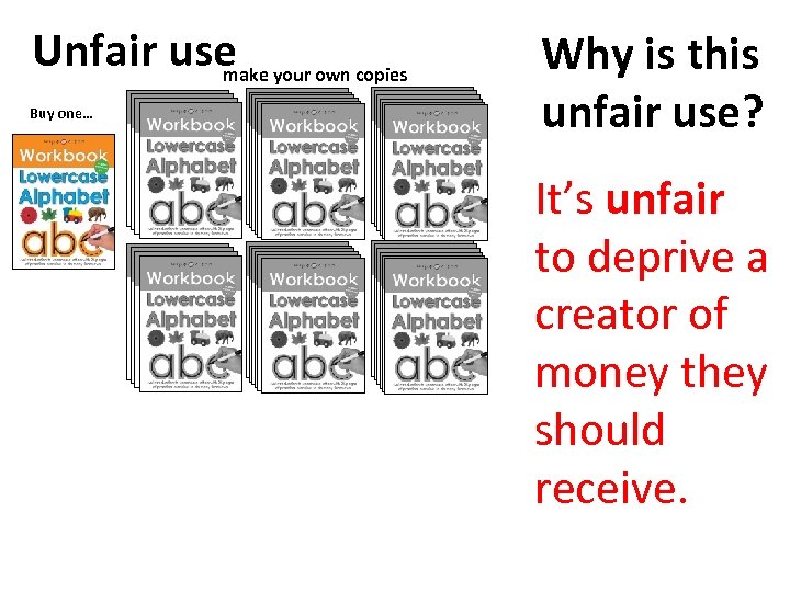 Unfair use your own copies make Buy one… Why is this unfair use? It’s