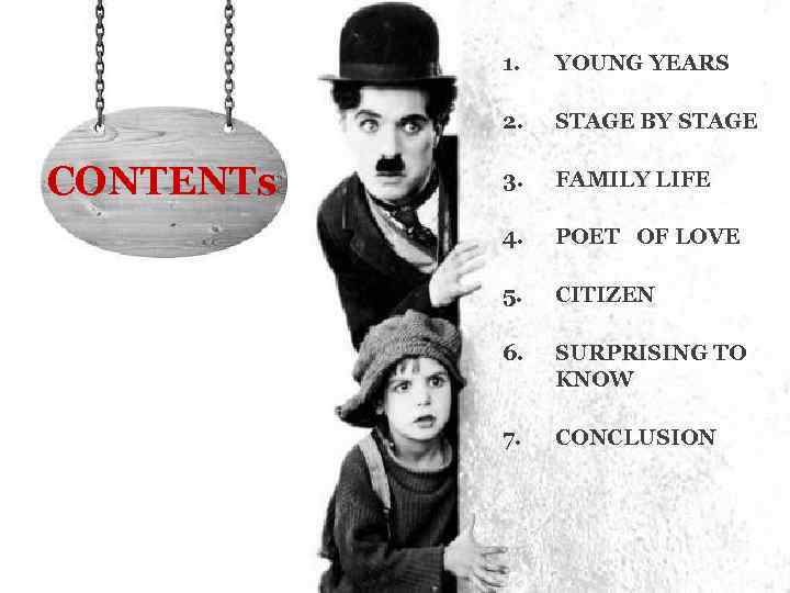 1. 2. CONTENTs YOUNG YEARS STAGE BY STAGE 3. FAMILY LIFE 4. POET OF