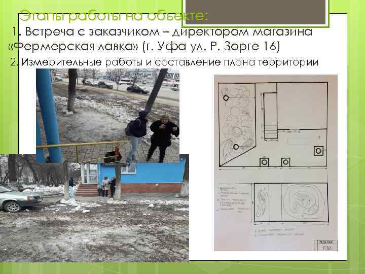 Этапы работы на объекте: 1. Встреча с заказчиком – директором магазина «Фермерская лавка» (г.