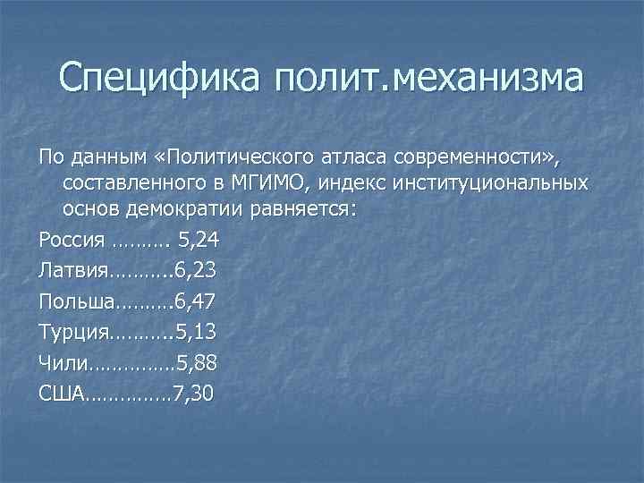 Политические данные