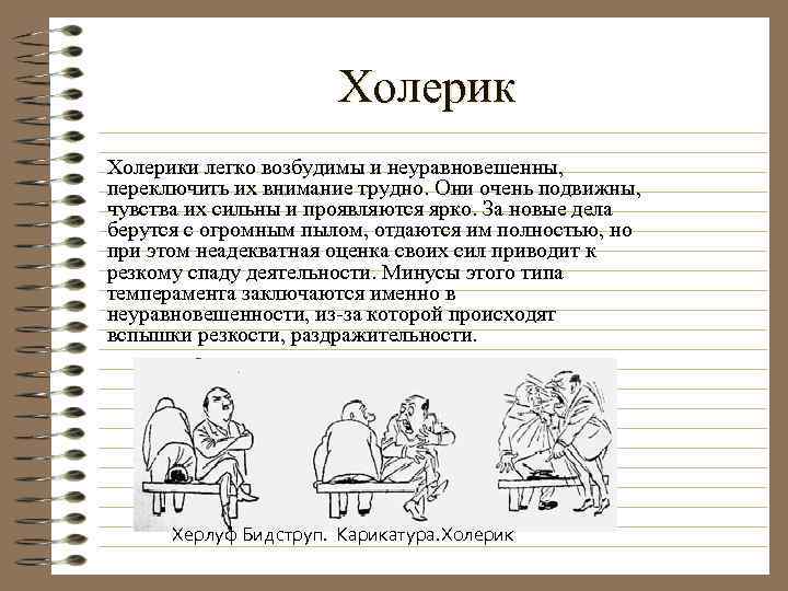 Холерики легко возбудимы и неуравновешенны, переключить их внимание трудно. Они очень подвижны, чувства их