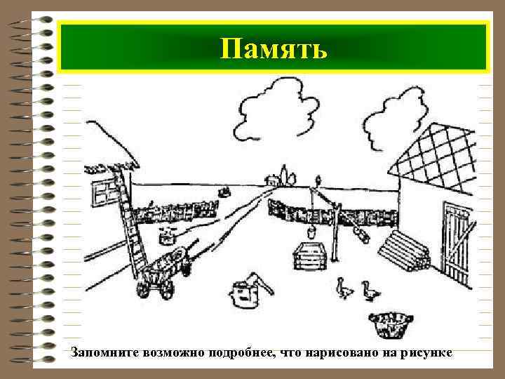 Память Запомните возможно подробнее, что нарисовано на рисунке 