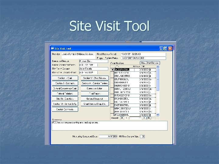 Site Visit Tool 