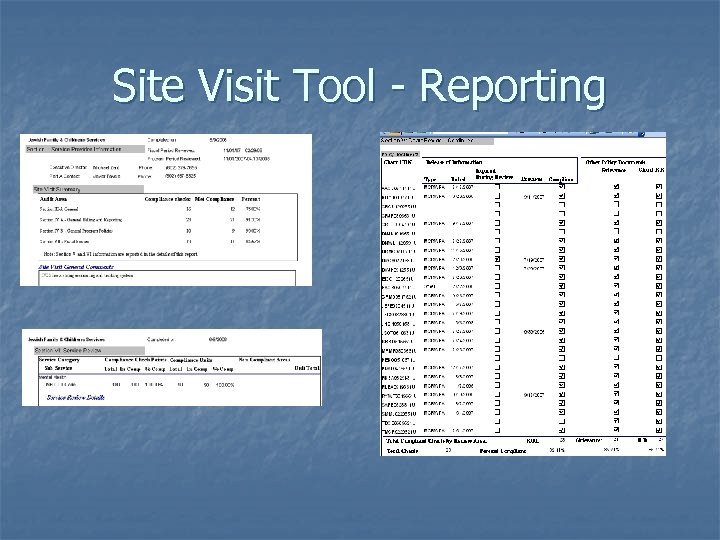 Site Visit Tool - Reporting 