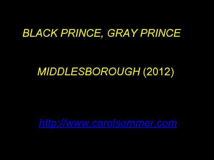 BLACK PRINCE, GRAY PRINCE MIDDLESBOROUGH (2012) http: //www. carolsommer. com 