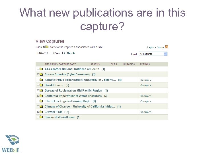 What new publications are in this capture? 