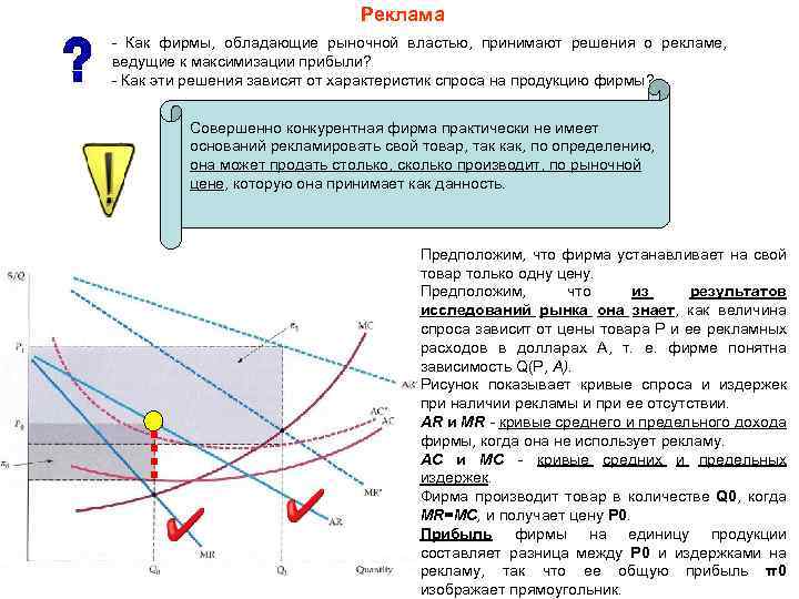 Реклама - Как фирмы, обладающие рыночной властью, принимают решения о рекламе, ведущие к максимизации
