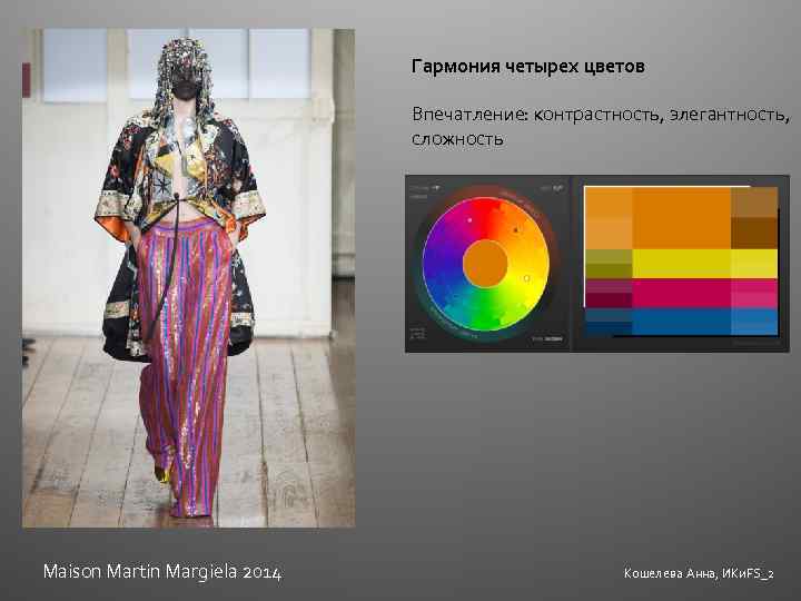Гармония четырех цветов Впечатление: контрастность, элегантность, сложность Maison Martin Margiela 2014 Кошелева Анна, ИКи.