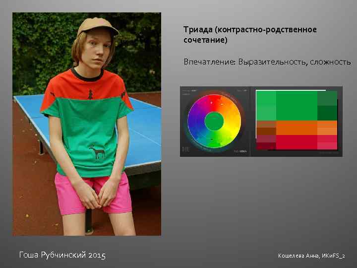 Триада (контрастно-родственное сочетание) Впечатление: Выразительность, сложность Гоша Рубчинский 2015 Кошелева Анна, ИКи. FS_2 