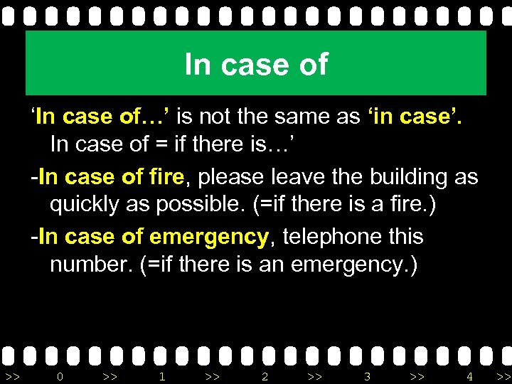 In case of ‘In case of…’ is not the same as ‘in case’. In