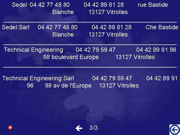 Sedel 04 42 77 48 80 04 42 89 81 28 rue Bastide Blanche