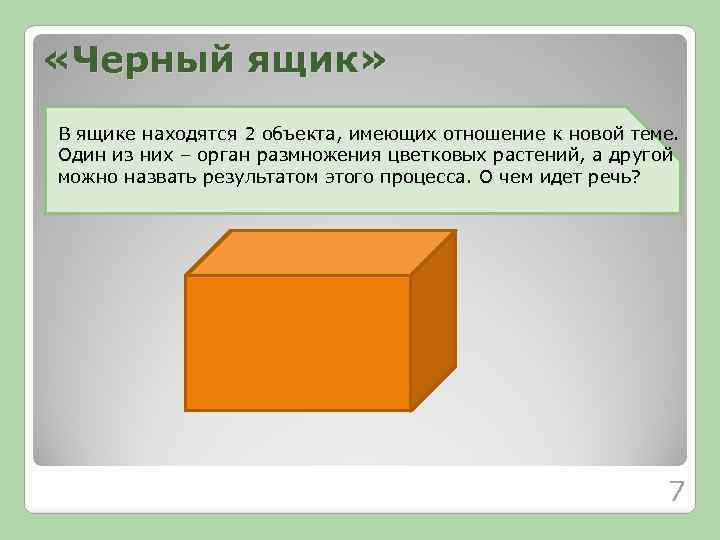  «Черный ящик» В ящике находятся 2 объекта, имеющих отношение к новой теме. Один