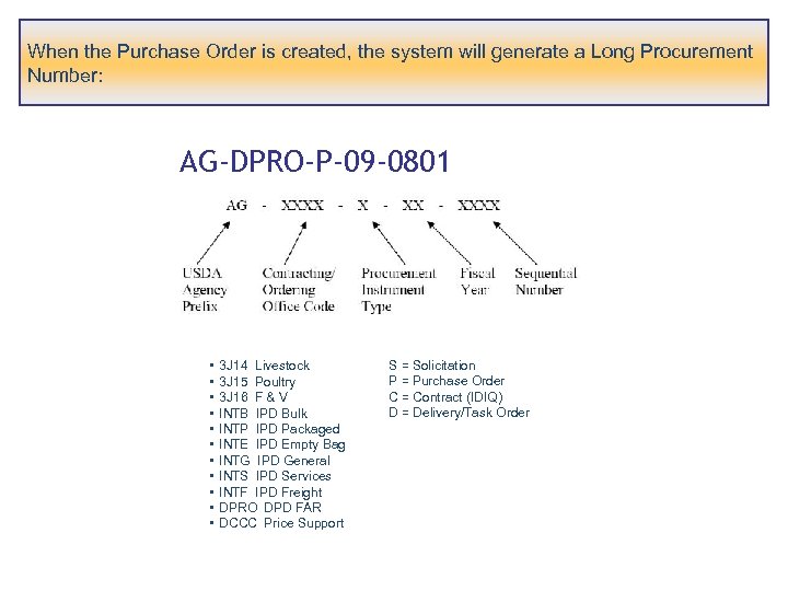 When the Purchase Order is created, the system will generate a Long Procurement Number: